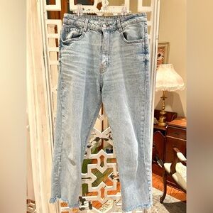 Zara Light Blue fringe Ankle Jeans